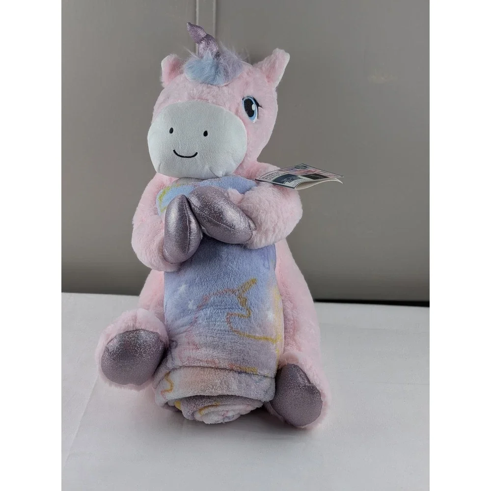 Your Zone Pink Unicorn Huggable Plush and Throw Set Glow In The Dark 50x60